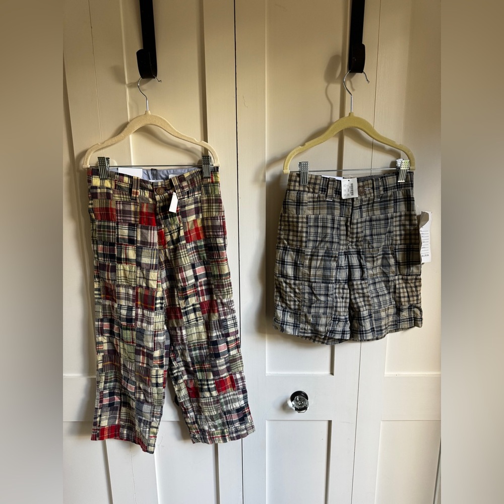 Two Pair NWT Jcrew Kids madras plaid shorts & pants size 5 yr